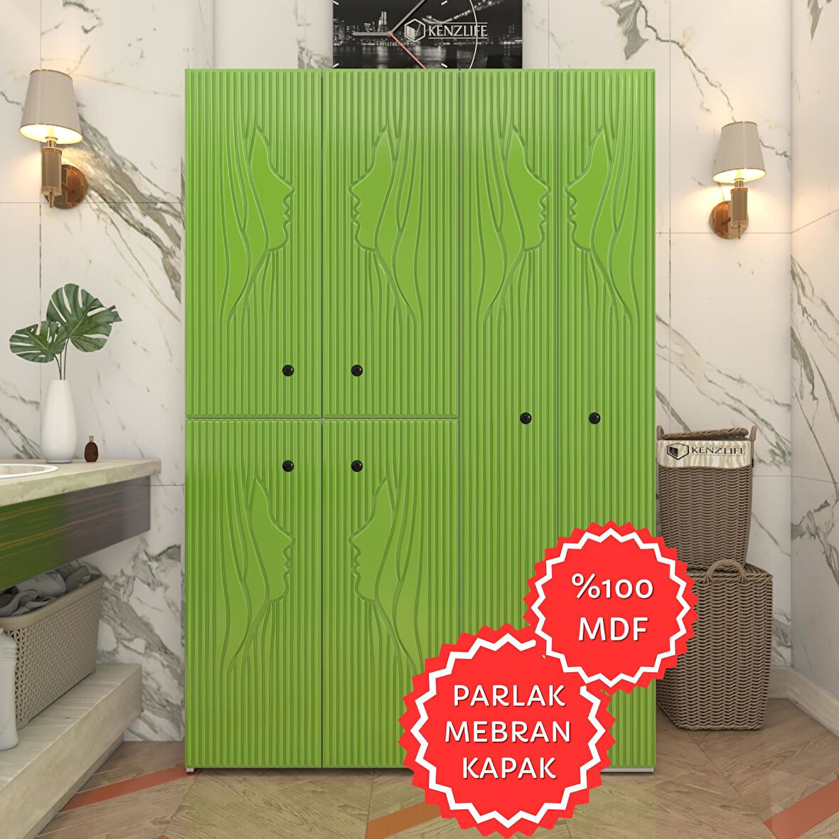 Kenzlife membran çamaşır kurutma makinesi dolabı yaromira yşlbyz yüzyüze 180*120*64 mebran kapak MDF gövde