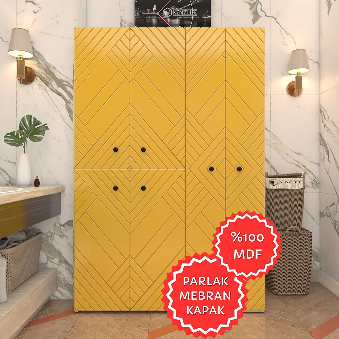 Kenzlife membran çamaşır kurutma makinesi dolabı yaromira hrdbyz köşeli 180*120*64 mebran kapak MDF gövde