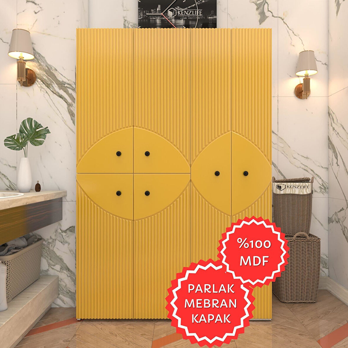 Kenzlife membran çamaşır kurutma makinesi dolabı yaromira hrdbyz çehre 180*120*64 mebran kapak MDF gövde