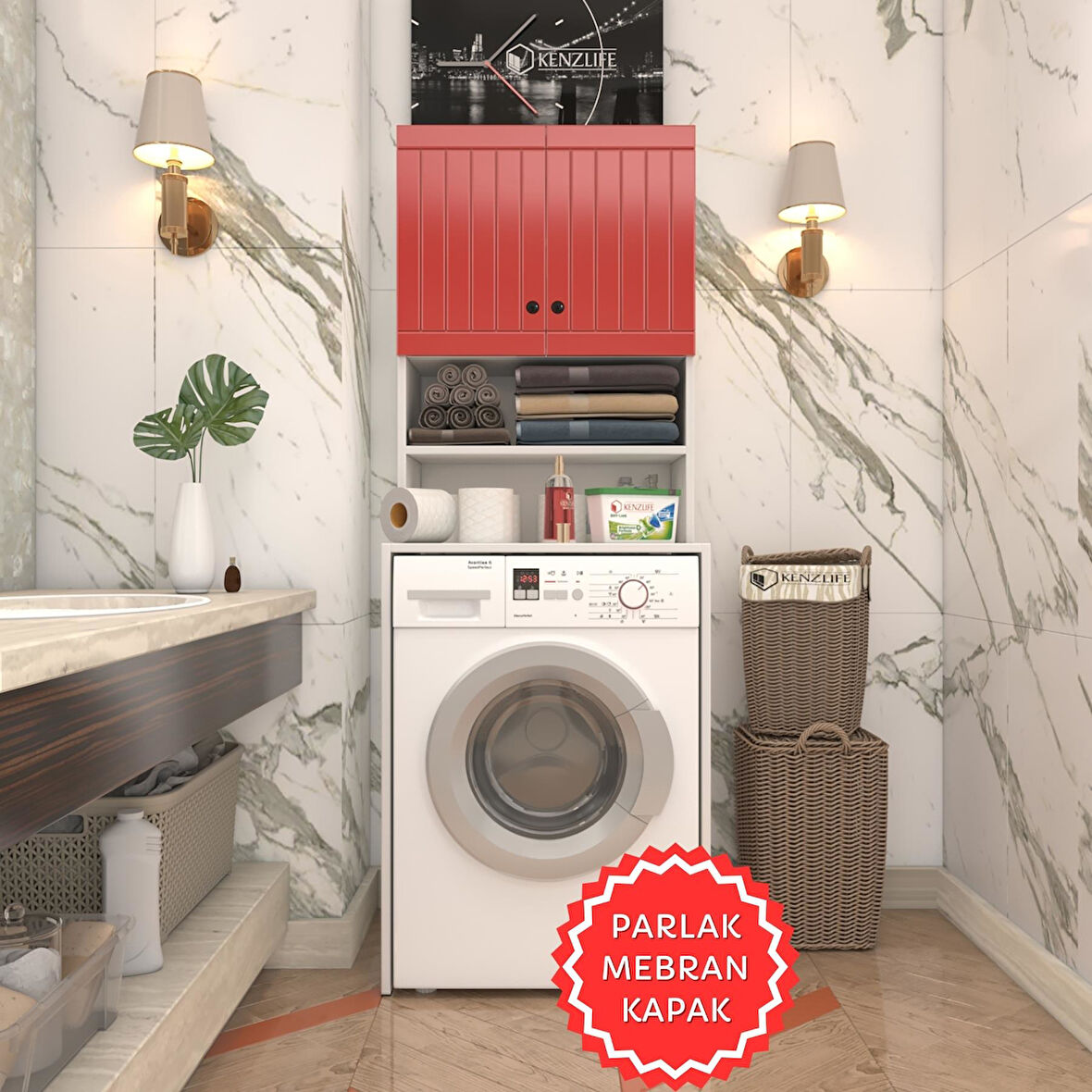 Kenzlife membran çamaşır makinesi dolabı hayzum krmbyz çitçit 180*66*55 mebran kapak suntalam gövde