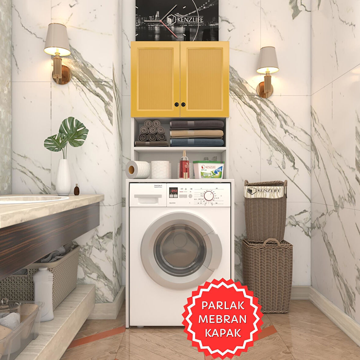 Kenzlife membran çamaşır makinesi dolabı hayzum hrdbyz çubuk 180*66*55 mebran kapak suntalam gövde
