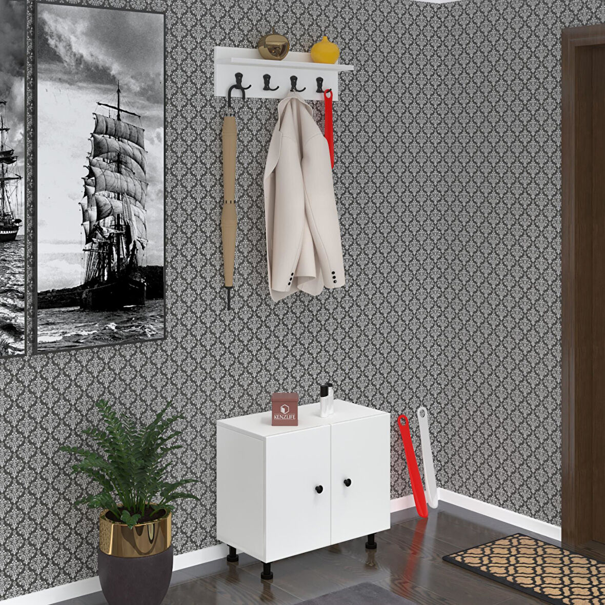 Kenzlife ayakkabılık başmak3 byz 53*060*30 kapaksız 3 raflı 9 çift ayakkabı kapasitesi