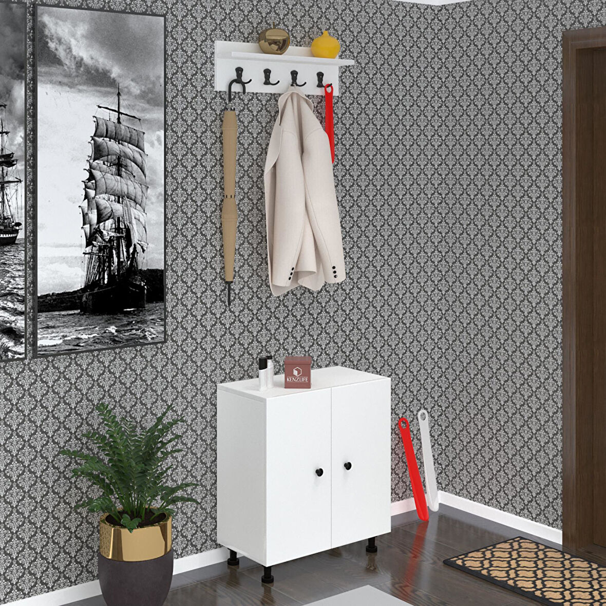 Kenzlife ayakkabılık başmak4 byz 68*060*30 kapaksız 4 raflı 12 çift ayakkabı kapasitesi
