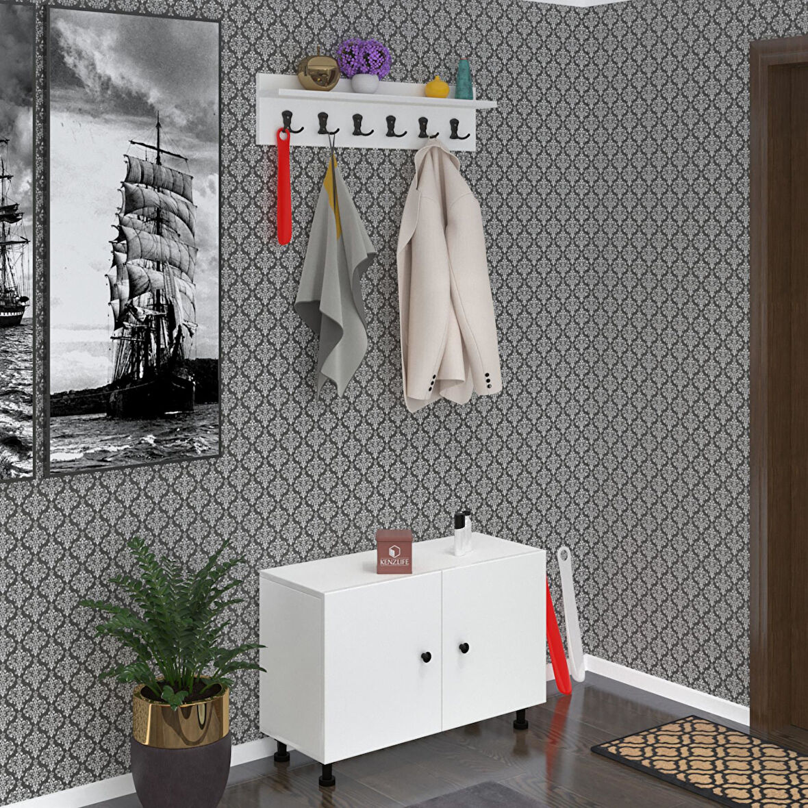 Kenzlife ayakkabılık çapula3 byz 53*080*30 kapaksız 3 raflı 12 çift ayakkabı kapasitesi