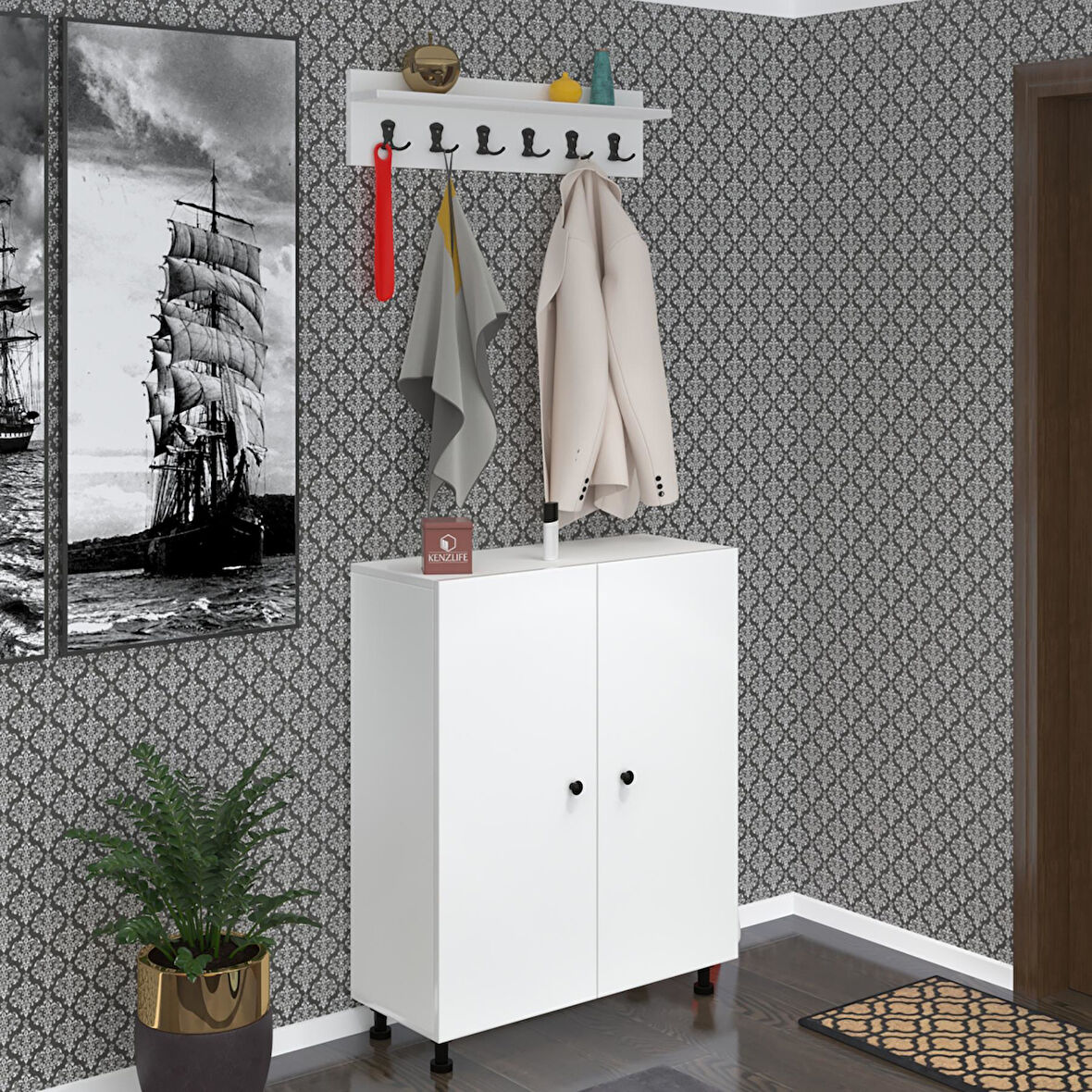 Kenzlife ayakkabılık çapula6 byz 98*080*30 kapaksız 6 raflı 24 çift ayakkabı kapasitesi