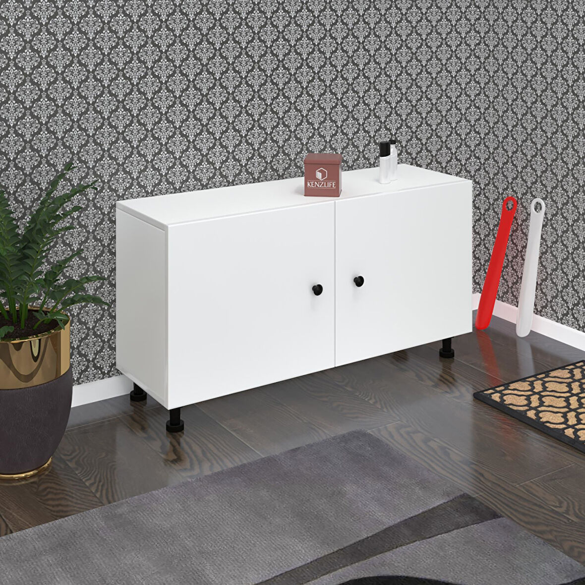 Kenzlife ayakkabılık merkub3 byzbyz 53*100*32 kapaklı 3 raflı 15 çift ayakkabı kapasitesi