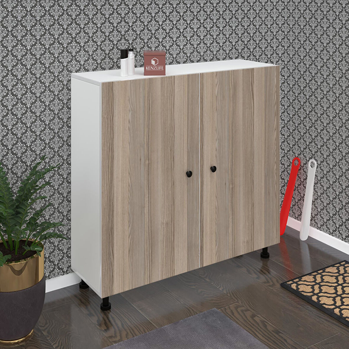 Kenzlife ayakkabılık merkub6 crdbyz 98*100*32 kapaklı 6 raflı 30 çift ayakkabı kapasitesi