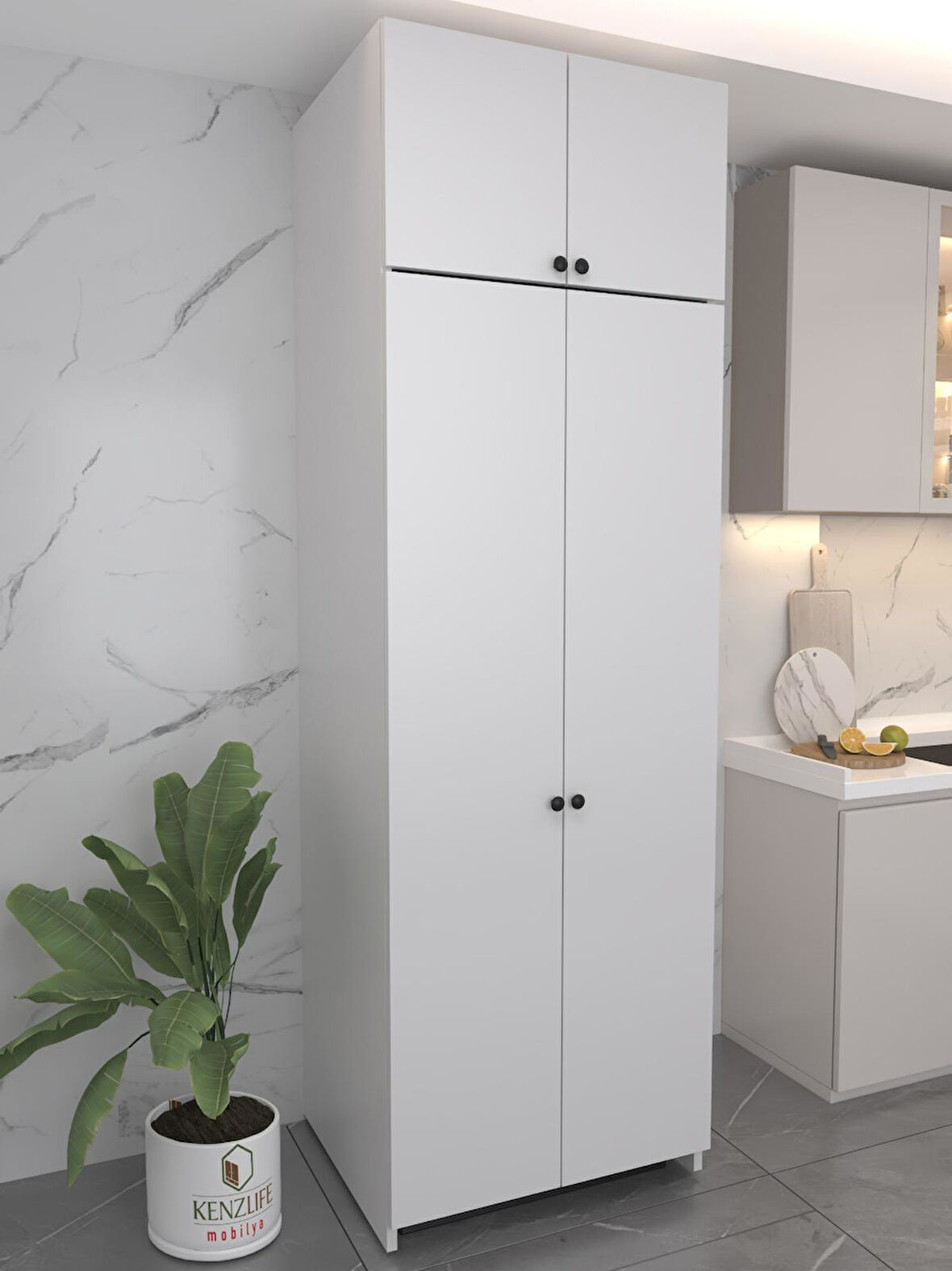 Kenzlife buzdolabı derin dondurucu dolabı modülü grönland beyaz 240*080*90 kapaklı arkalıksız