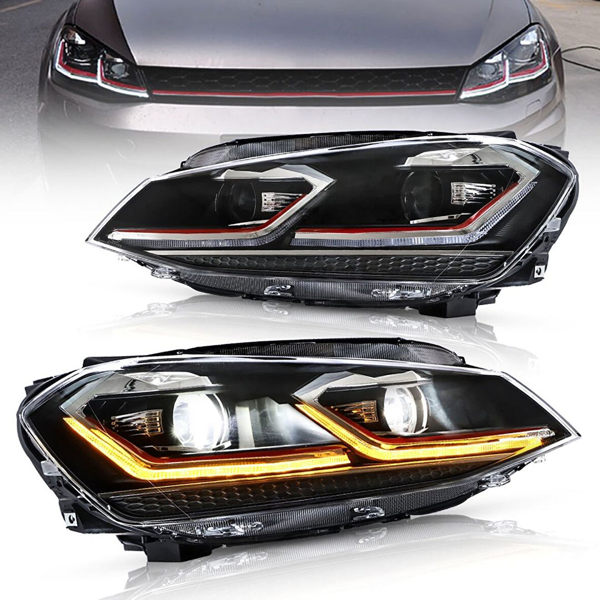 Volkswagen Golf 7.5 MK7.5 2012-2018 J Led Far Gtı Kırmızı