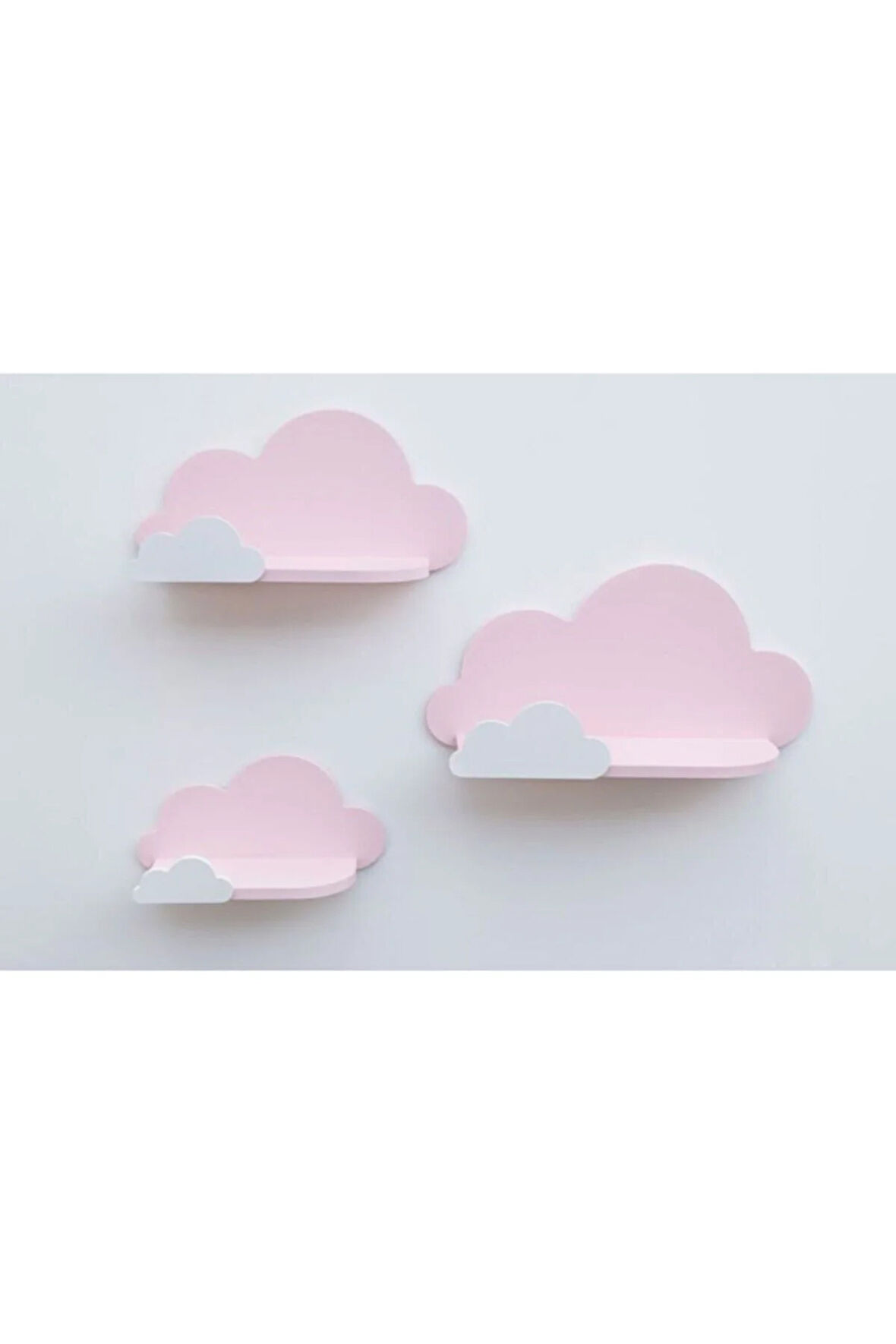 3'lü Pembe Kombinli Bulut Raf Set