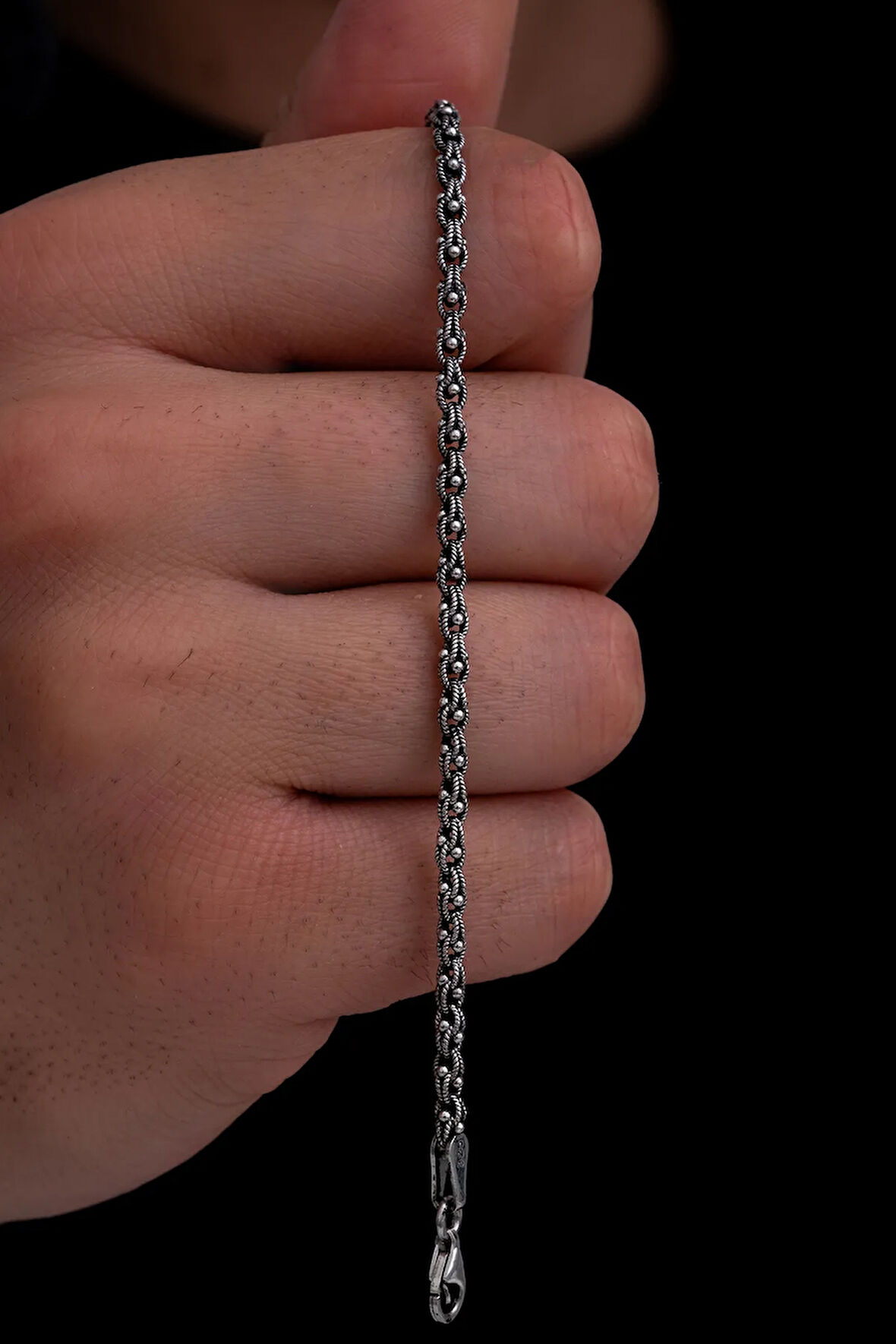 Erkek Gümüş Bileklik - 3mm Arnavut Zinciri Gümüş Bileklik