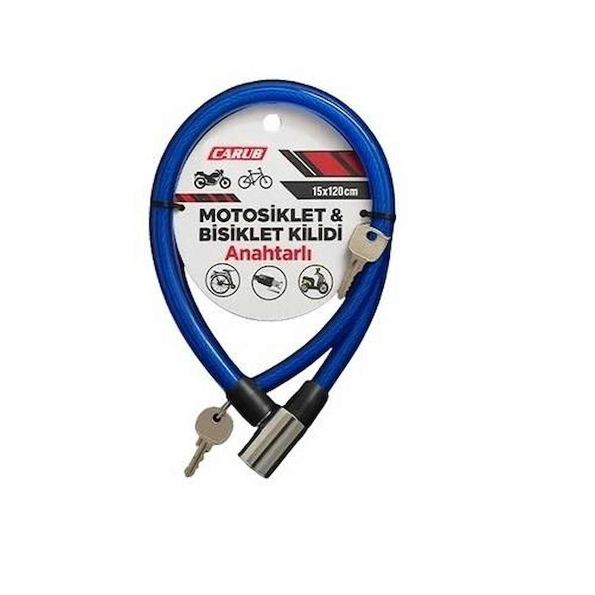 Bisiklet Kilidi Anahtarlı 15x120 Mavi