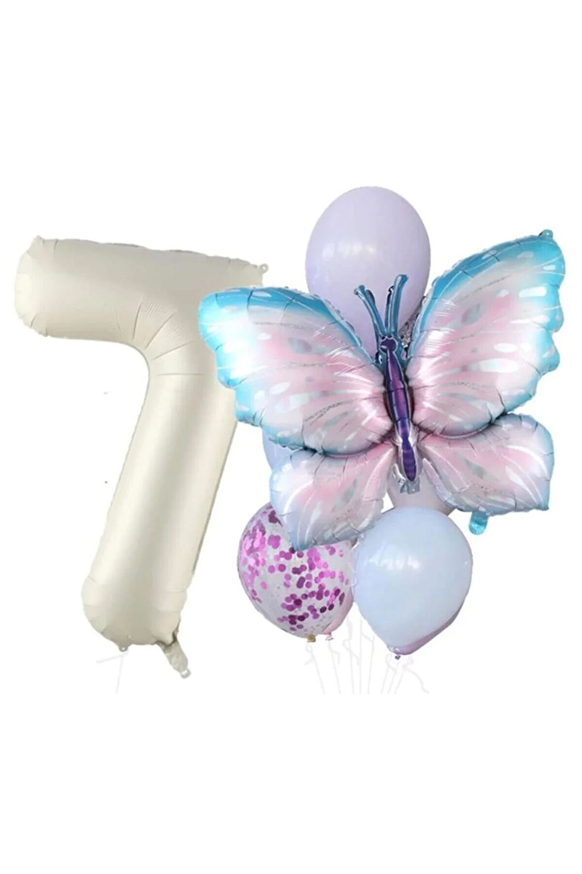 KREM RAKAMLI KELEBEK FOLYO BALON YAŞ SET