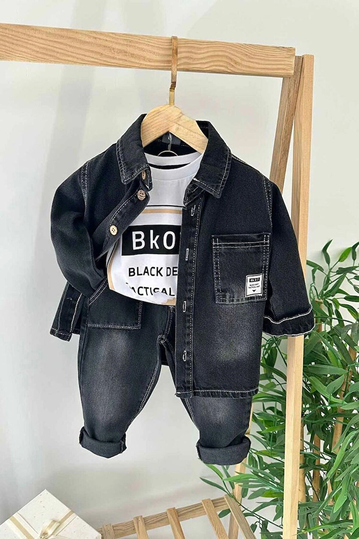 ERKEK ÇOCUK 3 PARÇA KOT ÇEKETLİ TAKIM ALT - ÜST TAKIM