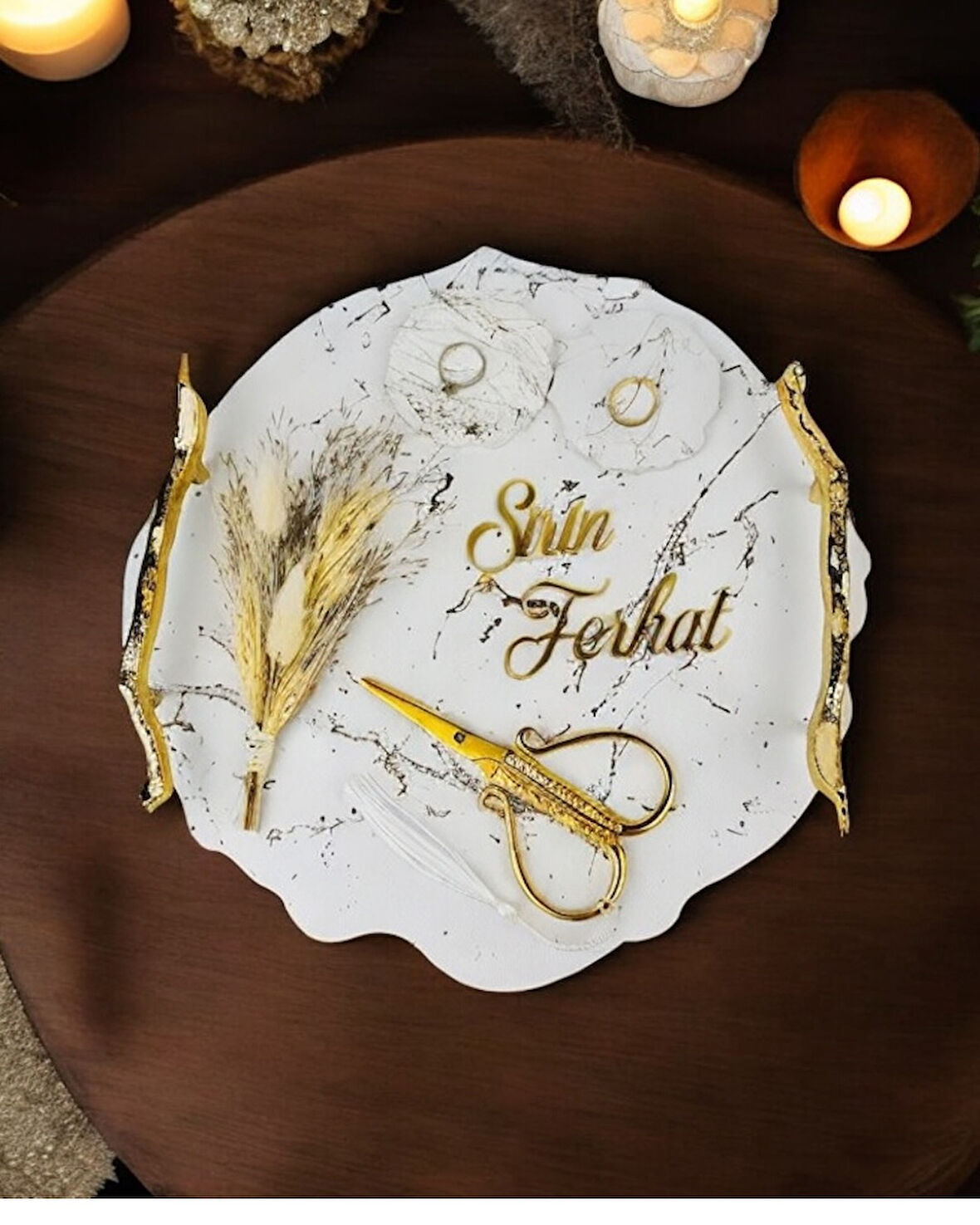 Devotiony Desenli Polyester Nişan Tepsisi