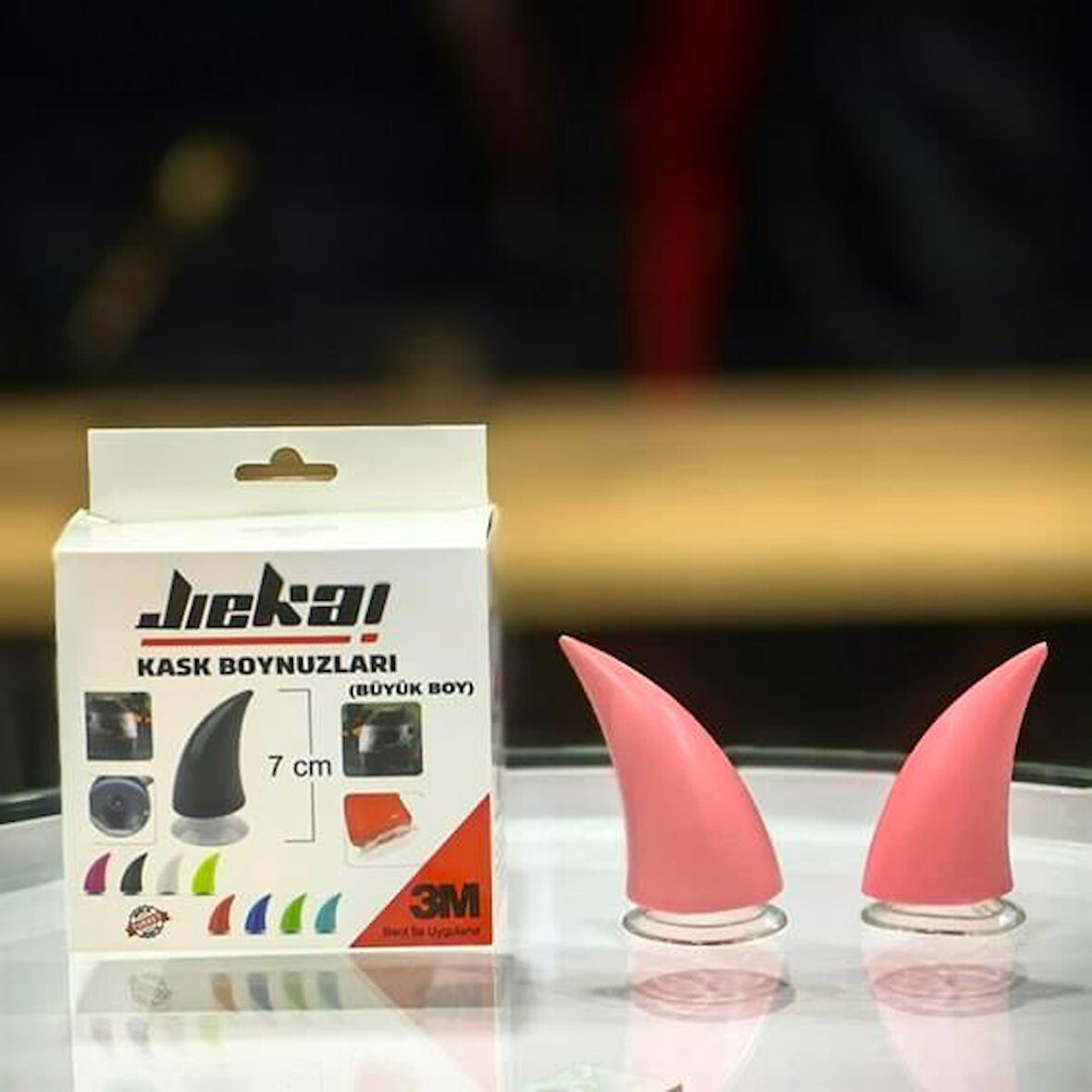 Motosiklet Kask Boynuzu Büyük Boy (7cm) Pembe