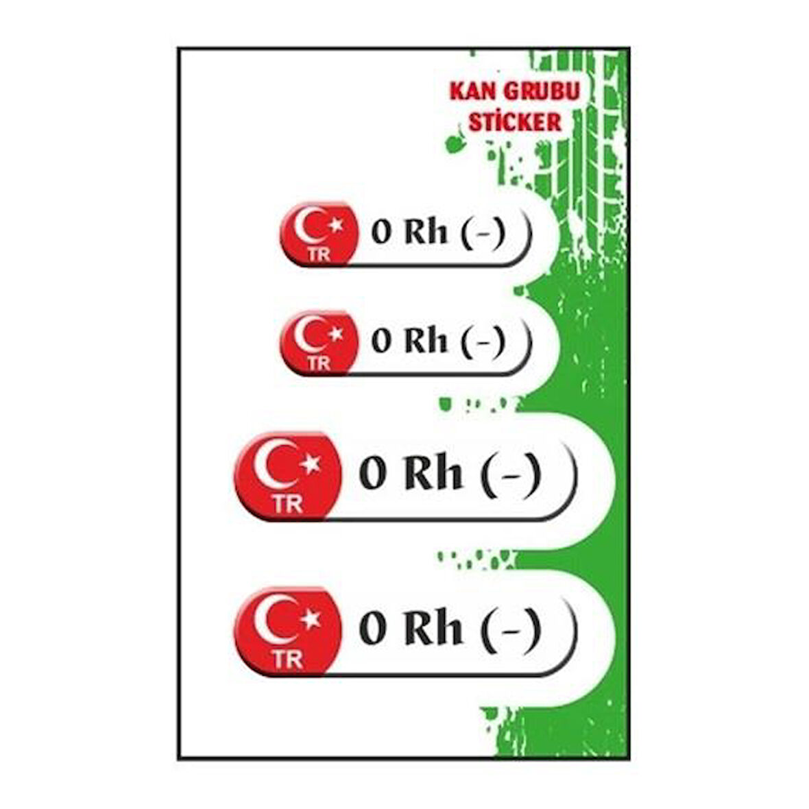 Gogo Kan Grubu 0 Rh(-) Beyaz Dörtlü Damla Etiket