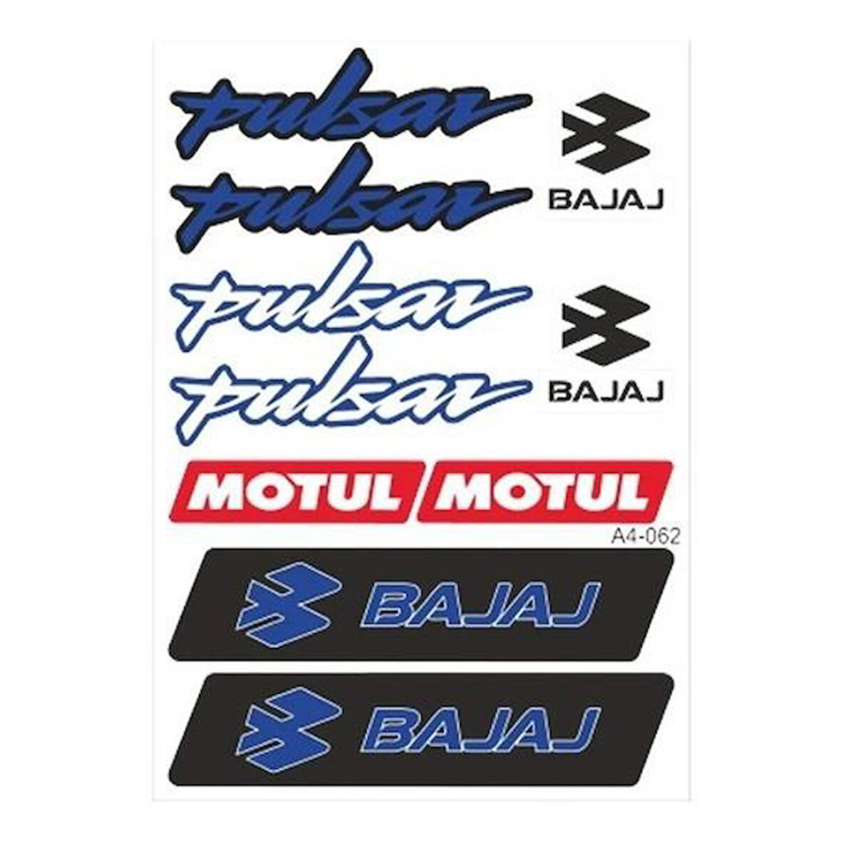 Gogo 062 A4 Bajaj Pulsar Mavi Tek Paket Çoklu Sticker