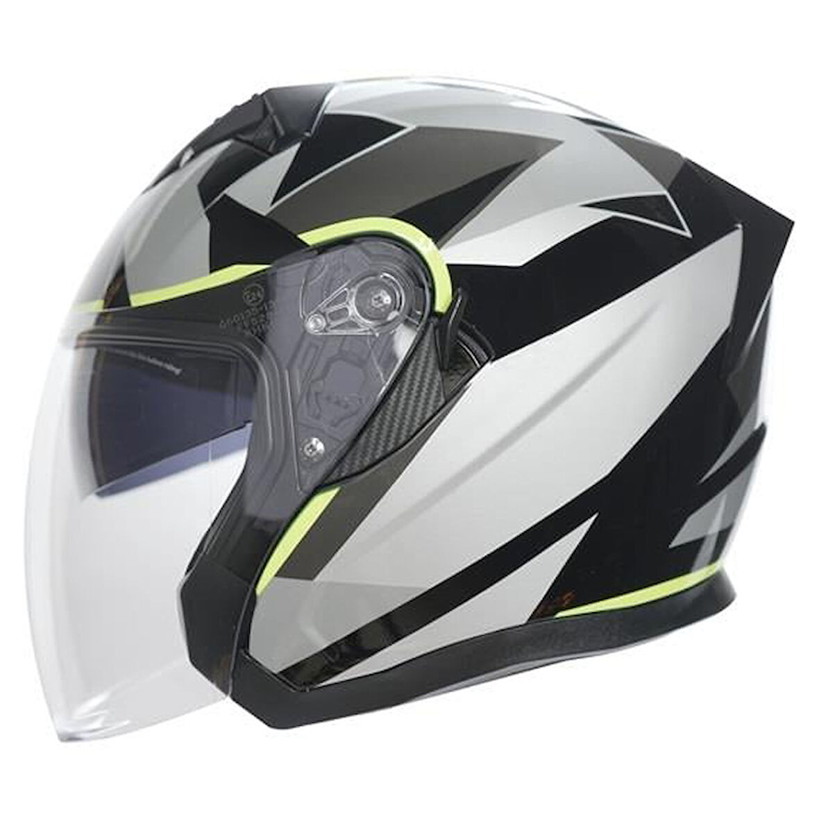 RHKC 528 Çenesiz Vizörlü Yazlık Kask Siyah/Gri/Neon Sarı