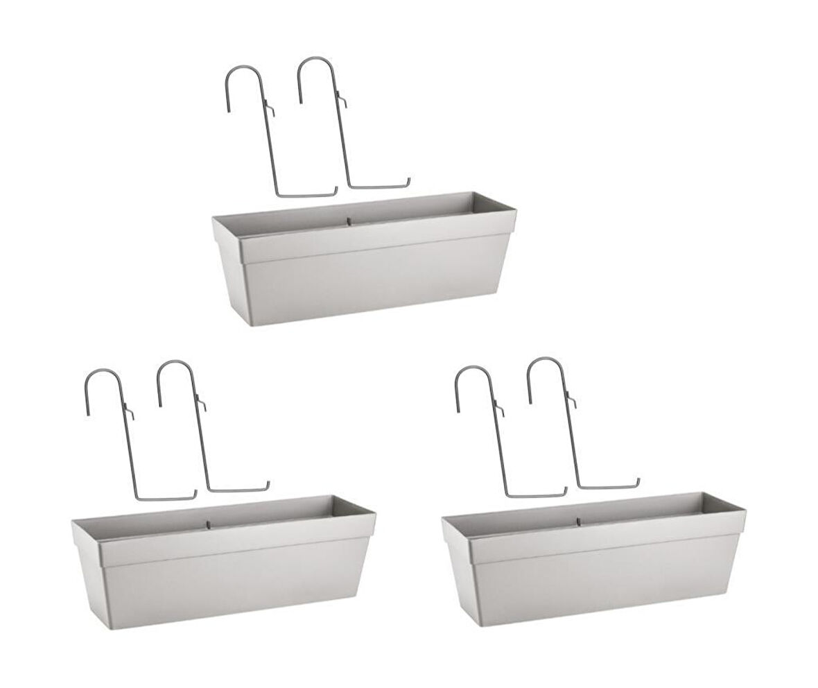 Omnipazar SO-YB02A Askılı Yalı Balkon Saksı 10.8 lt Kirli Beyaz 3 Adet 