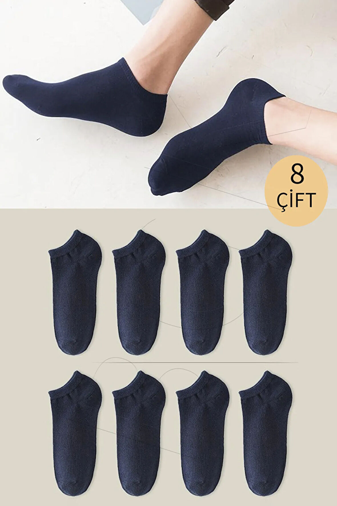 Unisex Basic Patik Çorap 8 Çift