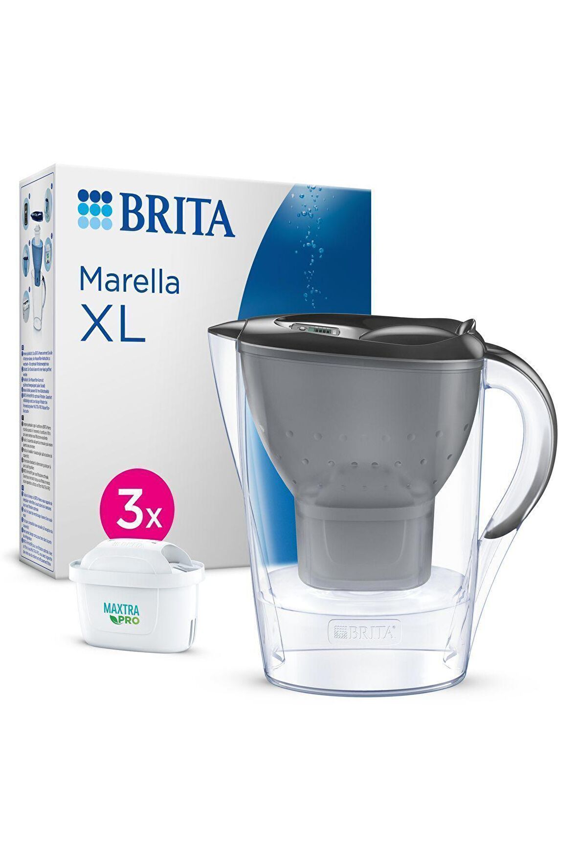 BRITA Marella XL 3 Filtreli Su Arıtma Sürahisi – Grafit (3,5 L)