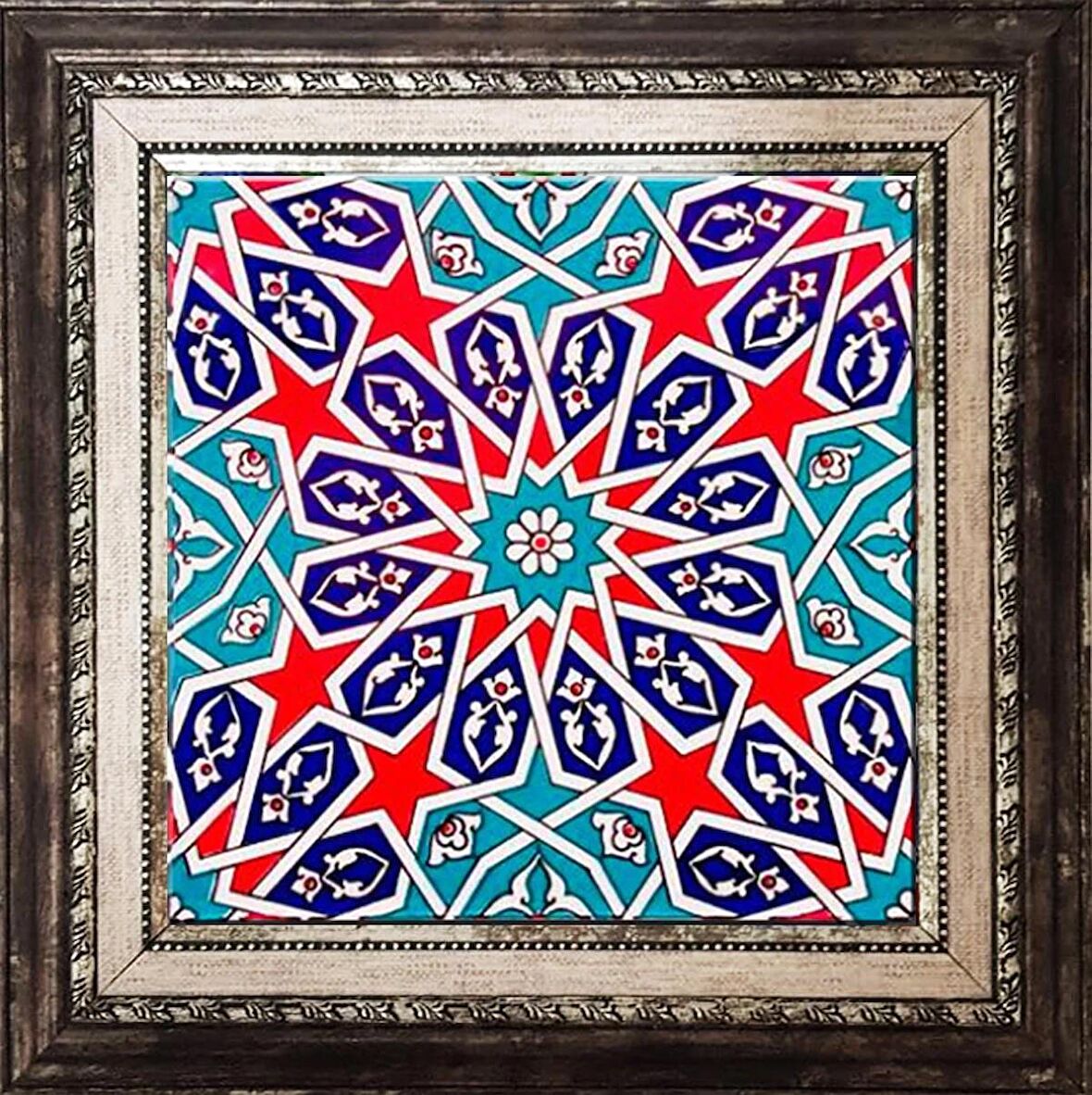 Armada Çini 20x20 Cm Ac 28 Geometrik Desenli İznik Kırmızı Çini Pano