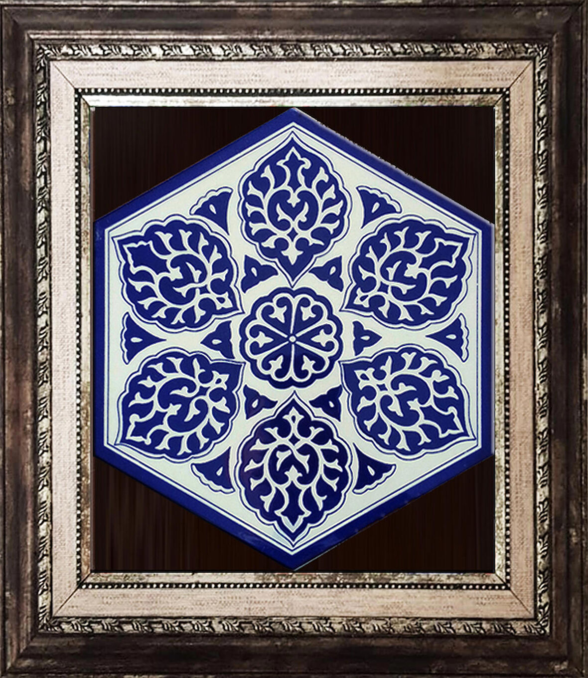 Armada Çini 21x23 Cm AL 2 Selçuklu Desenli  Altıgen Çini Pano