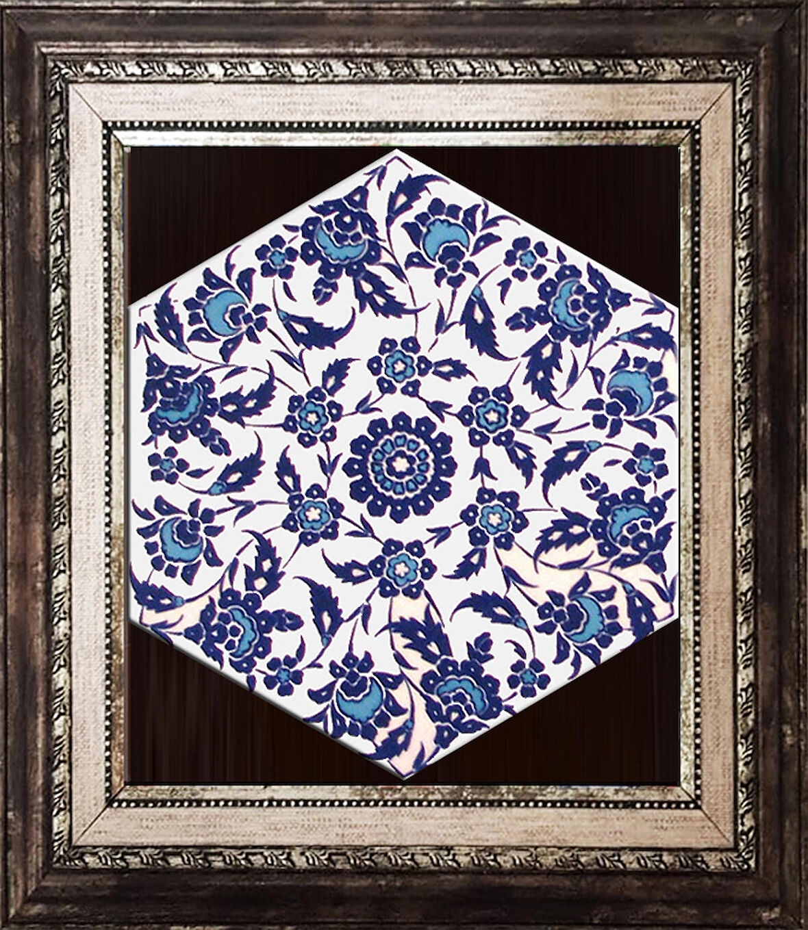 Armada Çini 21x23 Cm AL 3 Osmanlı Desenli  Altıgen Çini Pano
