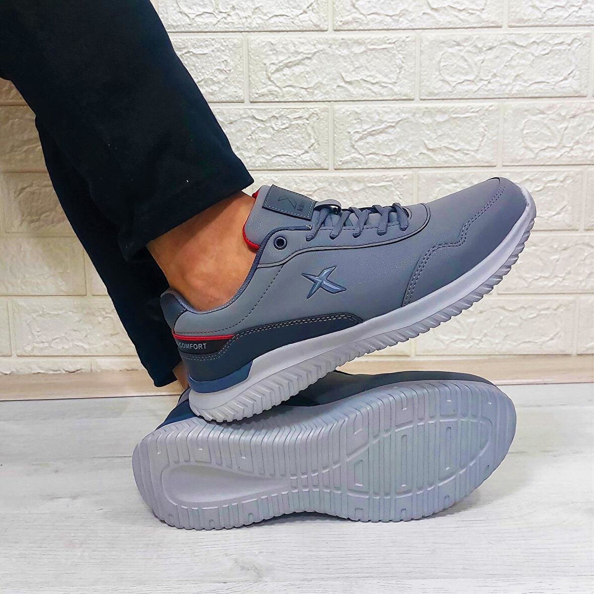 Kinetix Olego Pu Gri Comfort Atom Taban Rahat Spor Ayakkabı