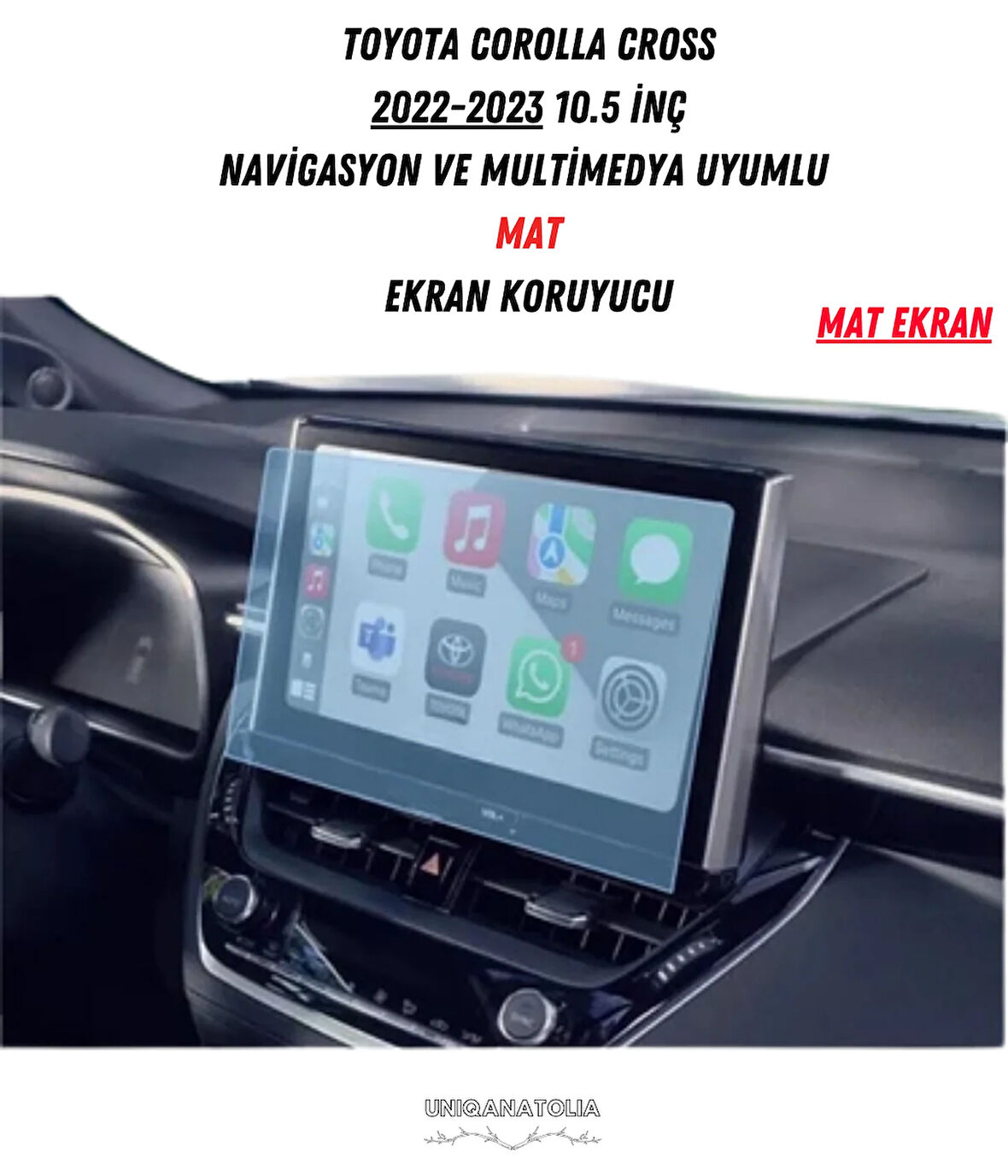 Toyota Corolla Cross 2022-2023 Navigasyon ve Multimedya Uyumlu Mat Ekran Koruyucu