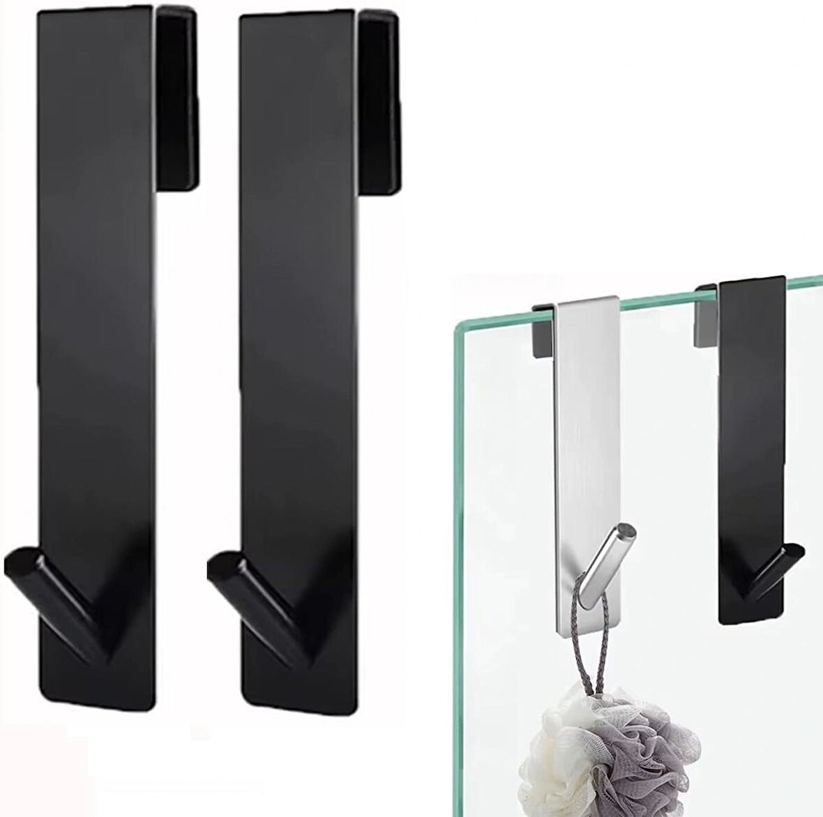 Microcase Sağlam Pleksi Malzemeden Şık Banyo Duşakabin Mutfak VB Alanlar İçin Askılık 2 Adet - SİYAH AL4991