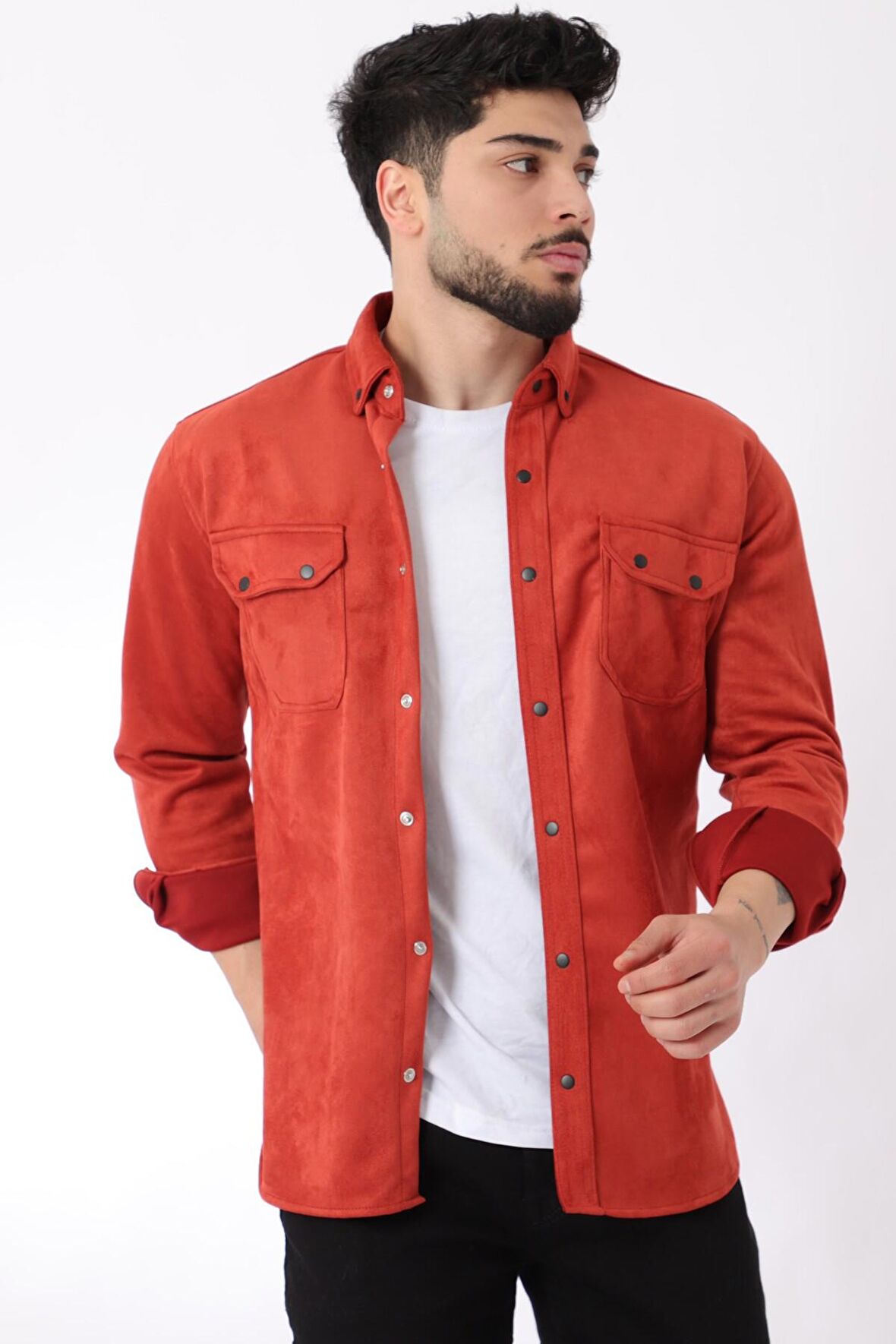 Çift Cep Kapaklı Mevsimlik Süet Gömlek XC U16463