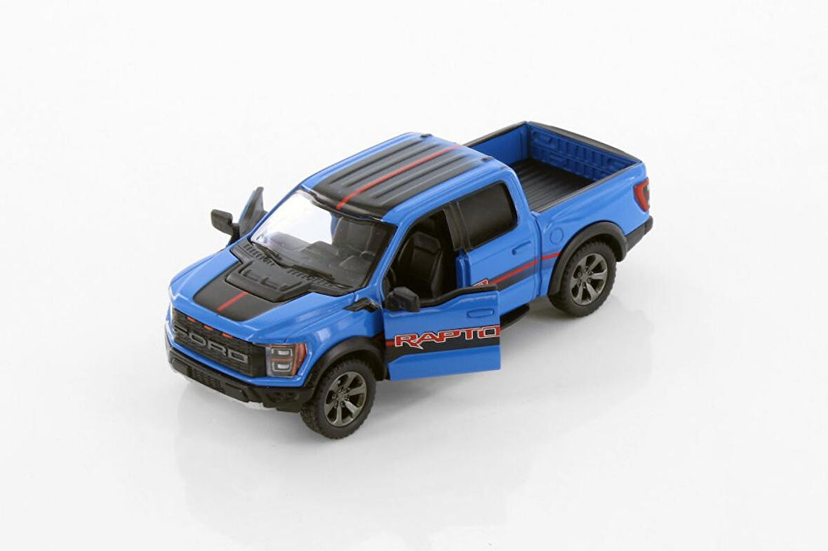 Kinsmart 2022 Ford F-150 Raptor Pickup Truck Livery Edition Diecast Araba Mavi