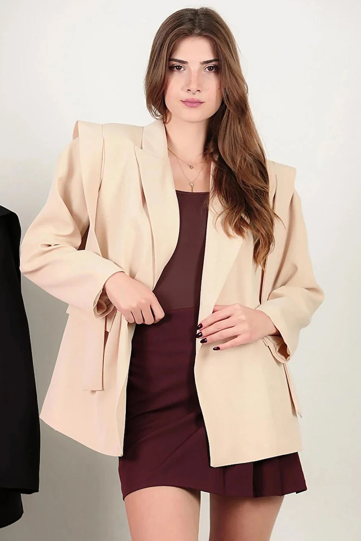 Zaven Omzu Kuşaklı Blazer Ceket TNS-4395