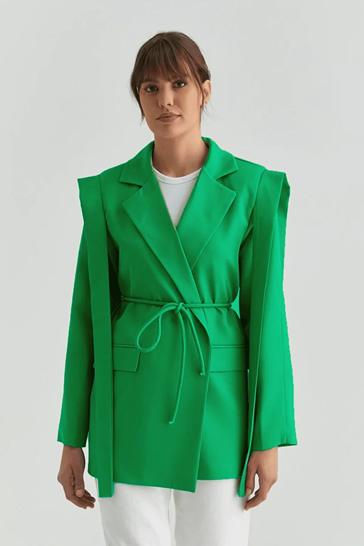 Zaven Omzu Kuşaklı Blazer Ceket TNS-4395