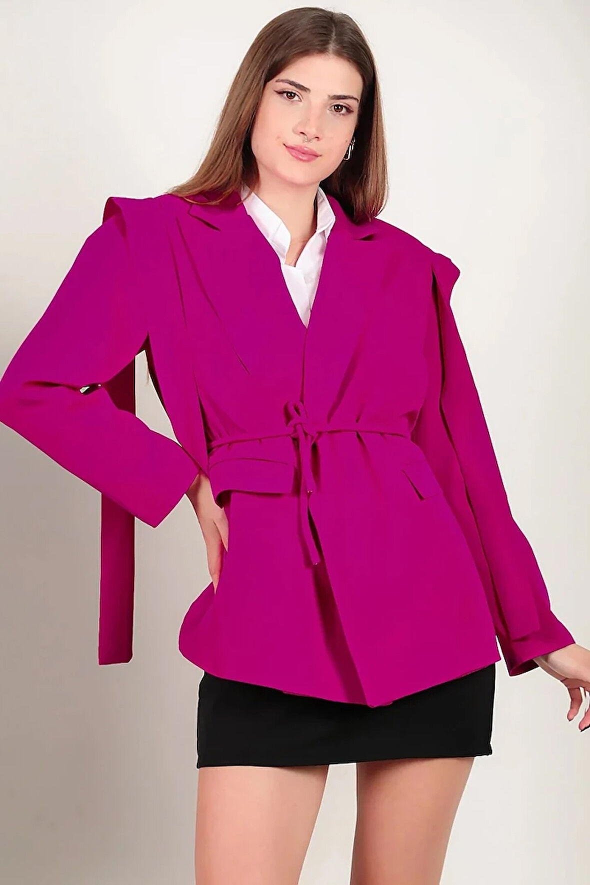 Zaven Omzu Kuşaklı Blazer Ceket TNS-4395