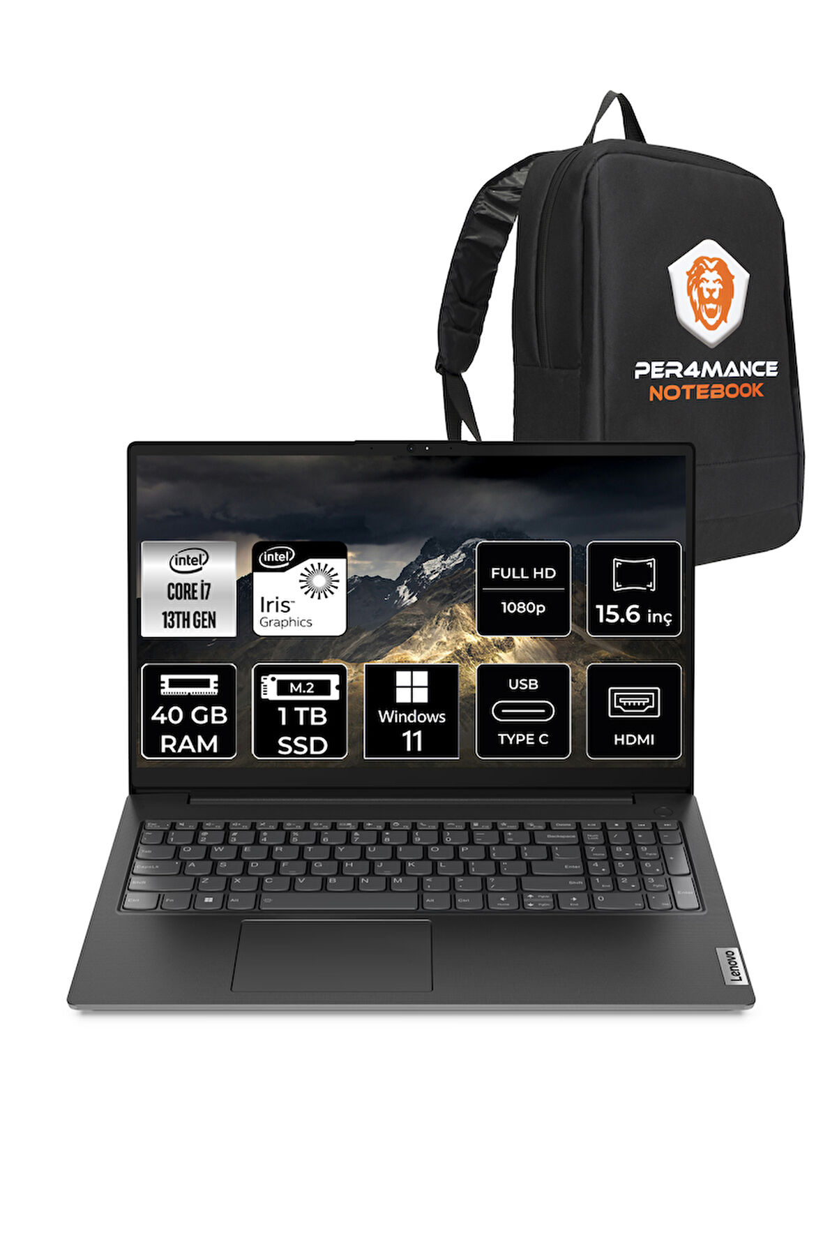 Lenovo V15 G4 i7 1355U 40GB 1TB SSD 15.6 FHD W11HOME Taşınabilir Bilgisayar & PER4 ÇANTA