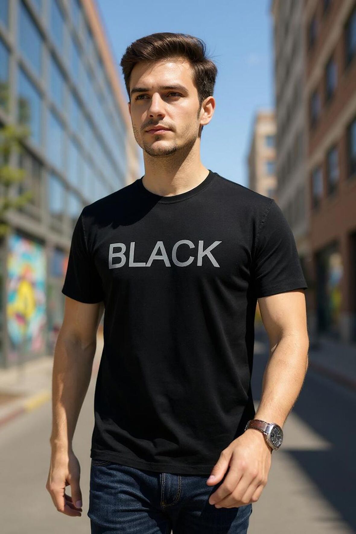 Erkek Slim Fit Bisiklet Yaka T-shirt