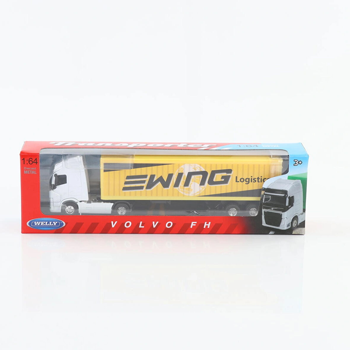 Welly 1:64 Ölçek Metal Kafalı Volvo Dorseli Tır Yaklaşık 30 Cm Beyaz