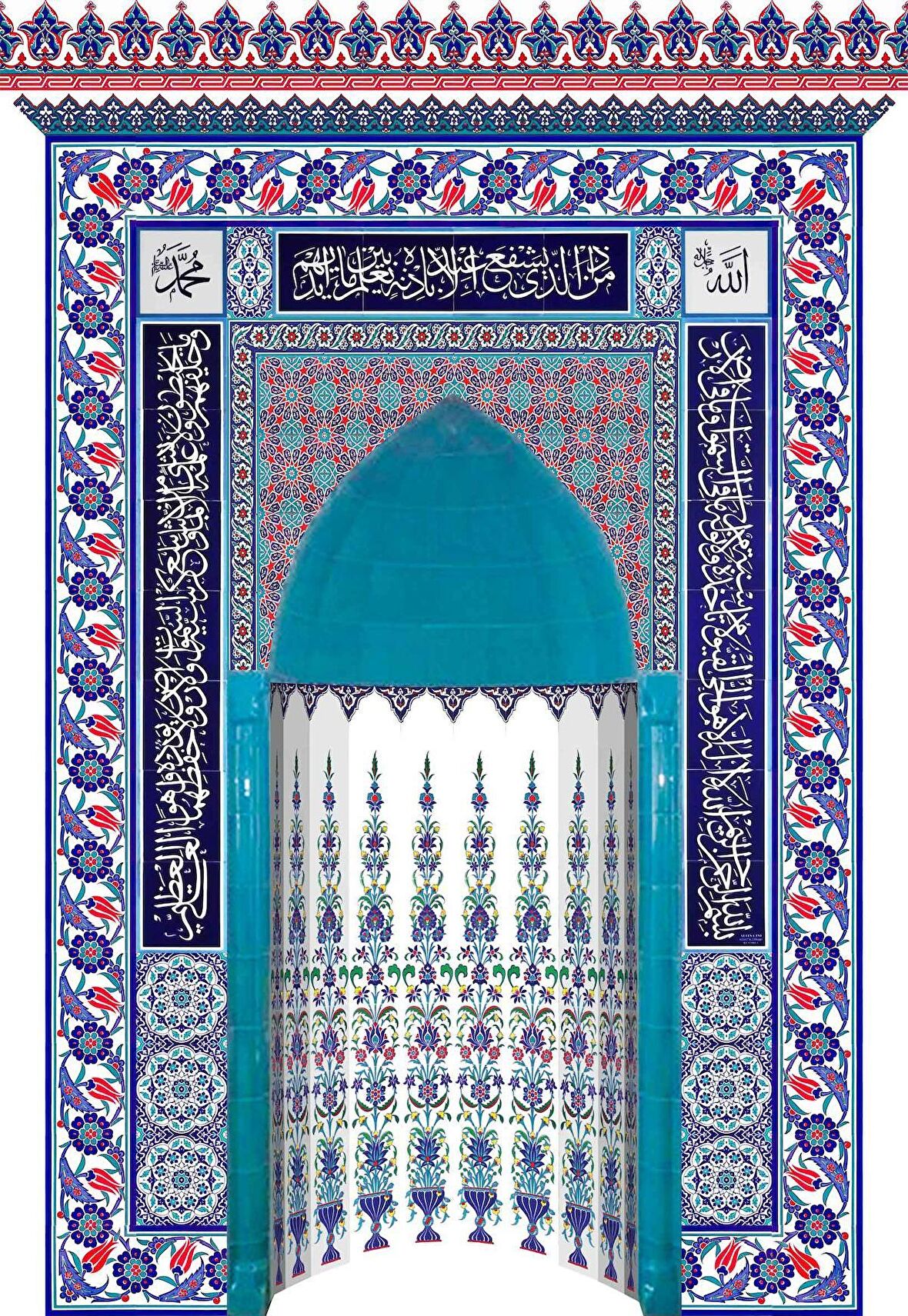 Armada Çini 180x290 KS-26 Laleli Çini Mescit Mihrap Cami Mihrapları