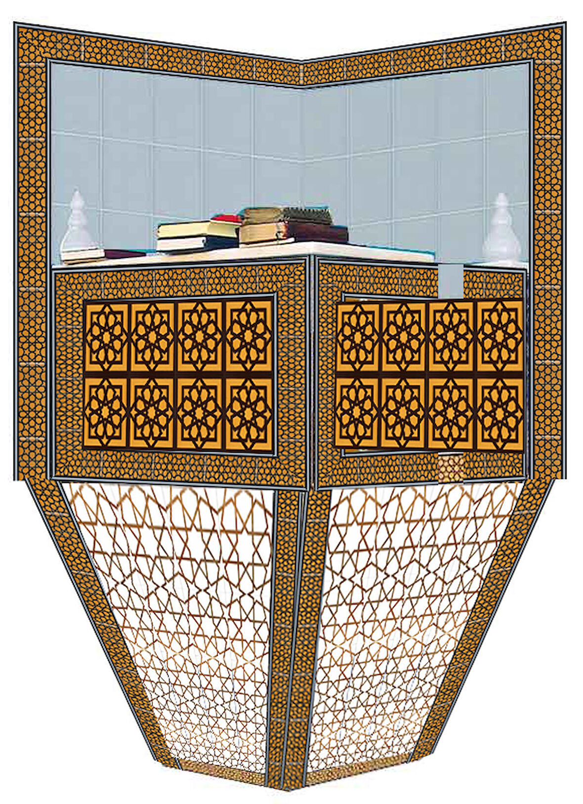 Armada Çini 120X160 Sarı Kahve Beyaz Cami Kürsüsü