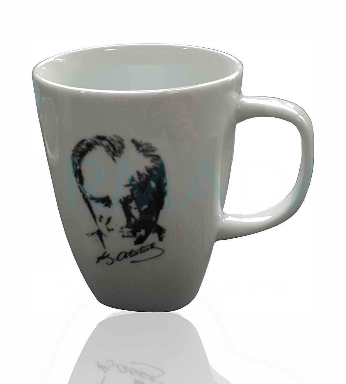 Armada çini PRT 93 Atatürk silüeti Temalı Desenli Porselen kupa