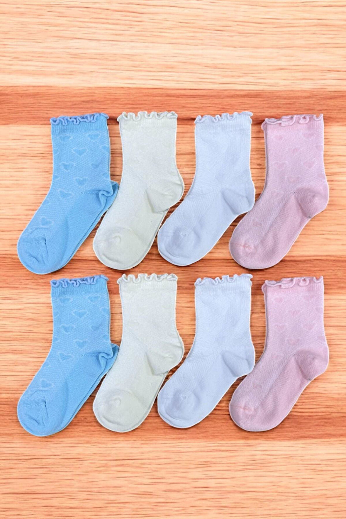 8 Çift Burun Dikişsiz Fırfırlı Kız Çocuk Soket