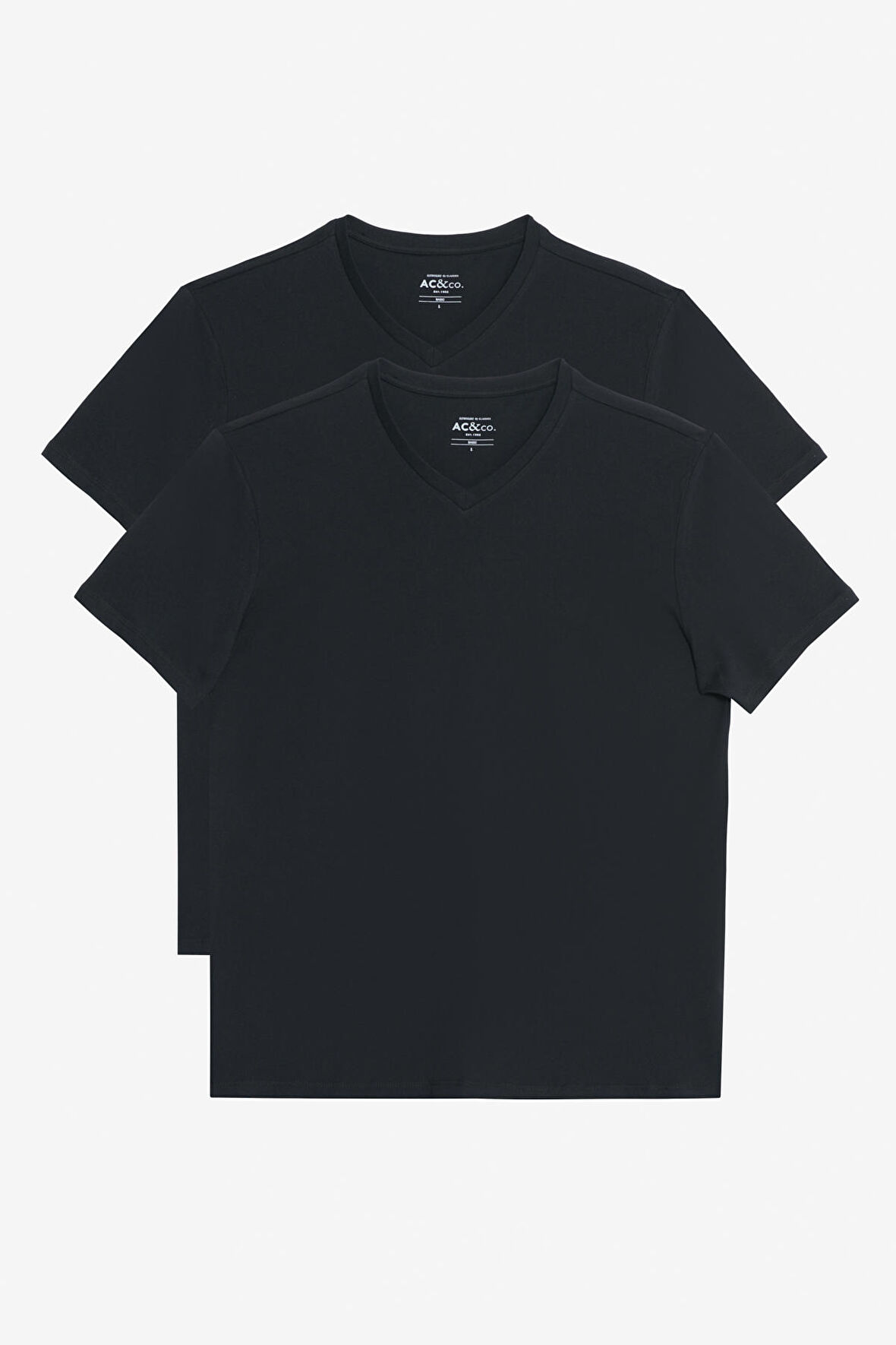 2'li Slim Fit Dar Kesim V Yaka %100 Pamuk Tişört