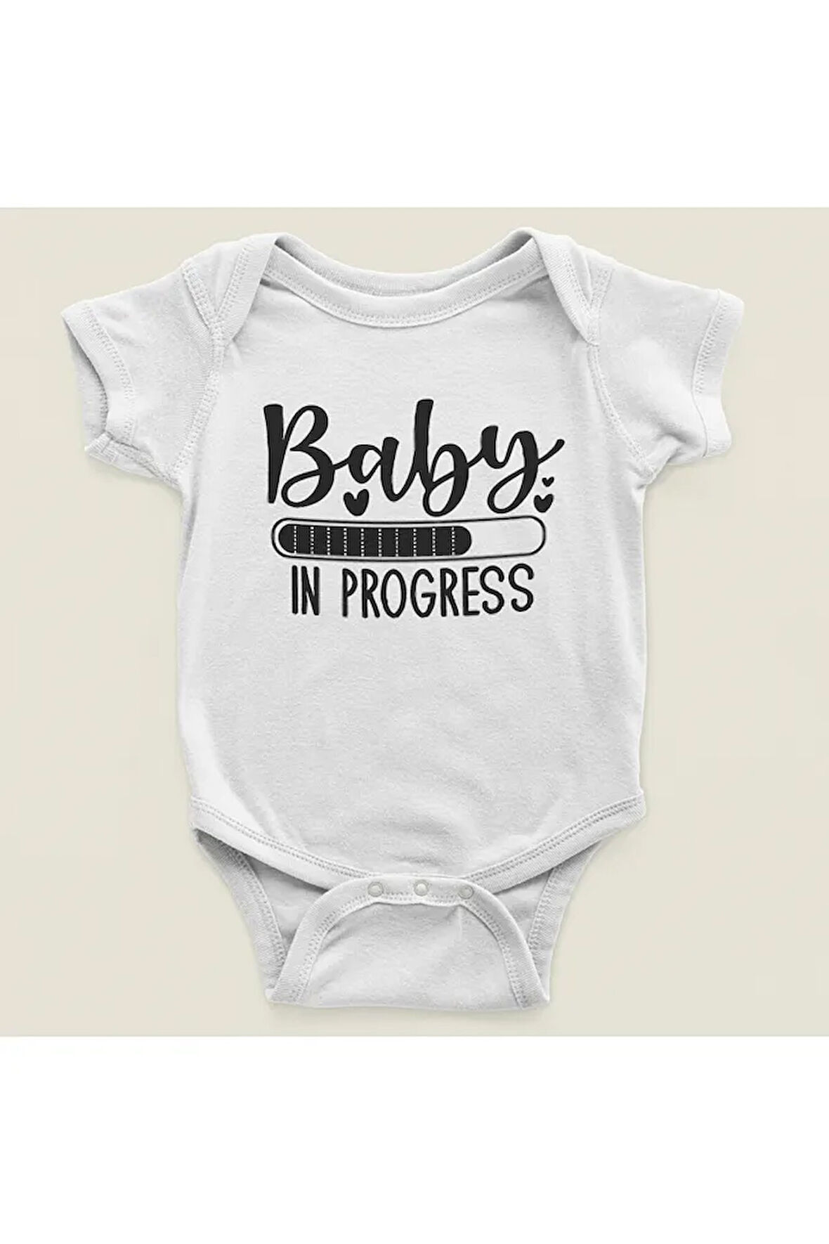 Bebek İlerlemekte Yazılı Pamuklu Yumuşak Unisex Çıtçıtlı Body Zıbın
