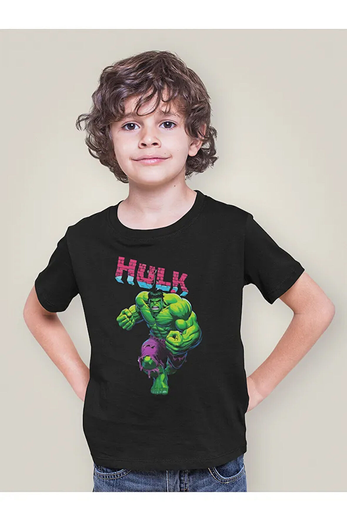 Hulk Baskılı Unisex Film Kahramanı Çocuk Tişört (1-12 Yaş)