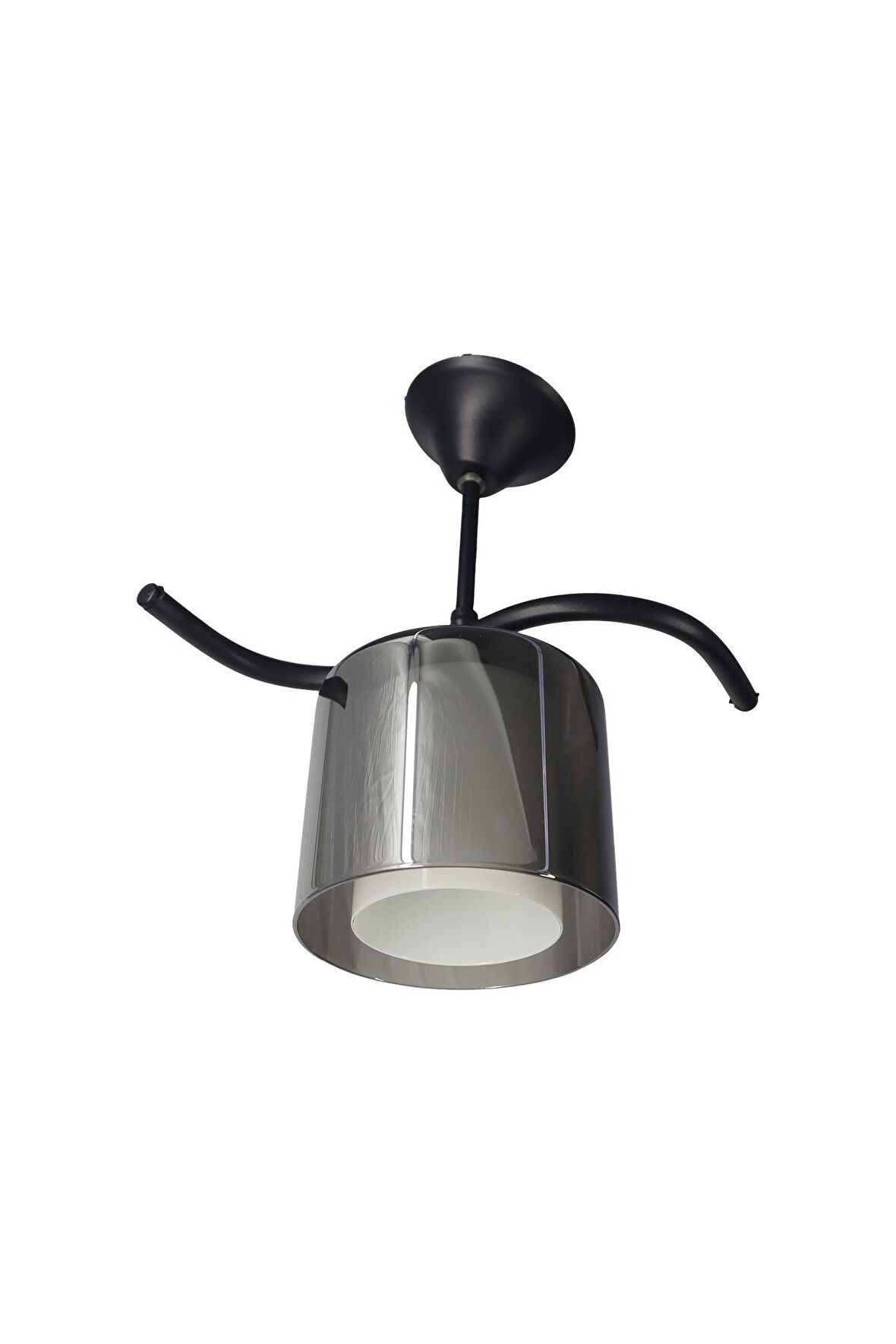Fuji Siyah Tekli Füme + Beyaz Camlı Avize | Kaliteli Modern Metal Avize