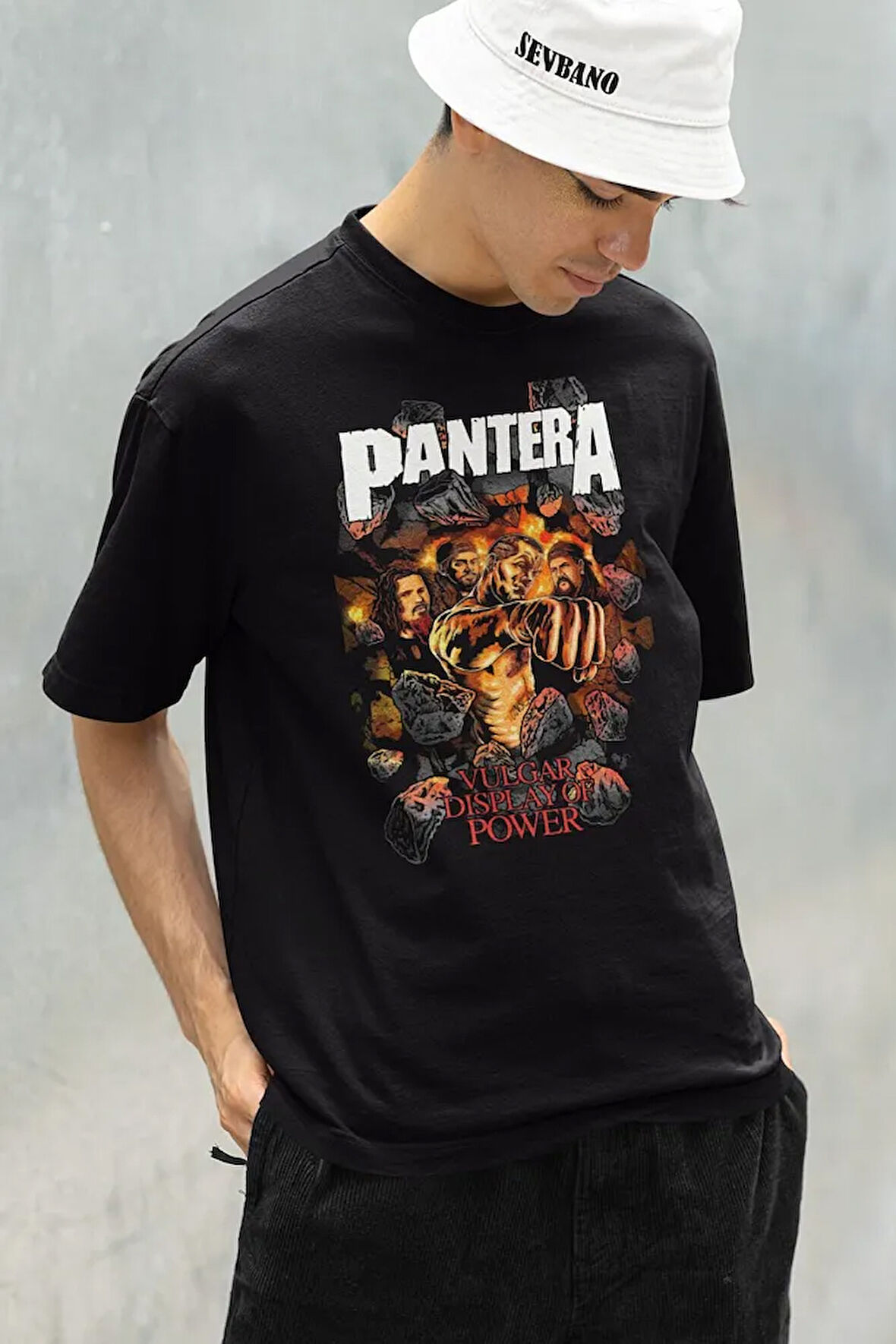 Pantera Vulgar Display Of Power Baskılı Unisex Oversize Rock Metal Tişört