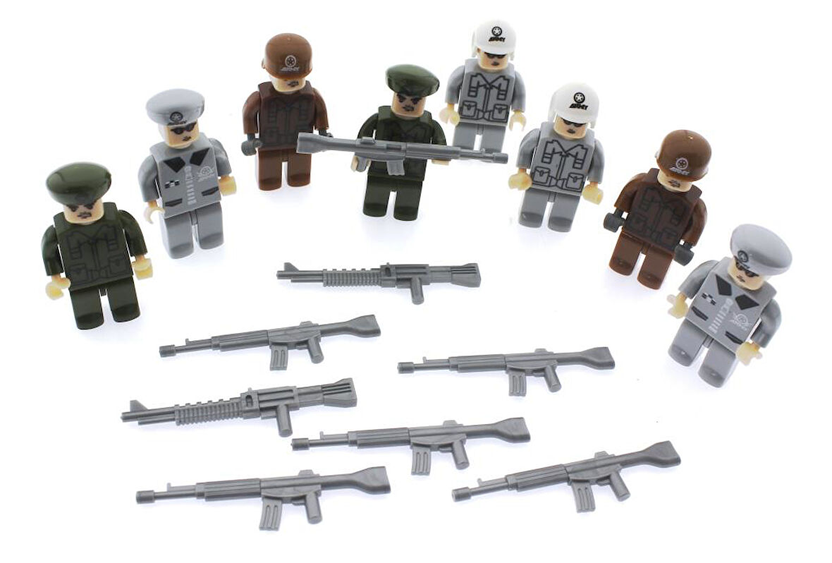 Amz. Ausini Army 8'li Tüp Kutu Figür Seti Gri